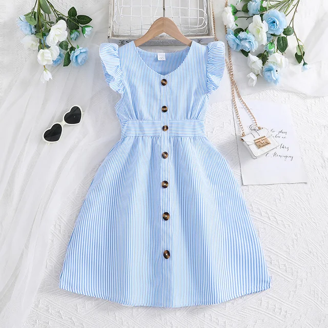 Kids Dress For Girls 8-12 Years Summer Girls Dopamine Dress Graduation Birthday Party Event Fresh Sweet Style Girls Dress