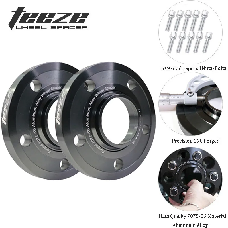 TEEZE 2Pieces 7075 T6 15/20mm 5x112 66.6 Wheel Spacer Adapter Gasket