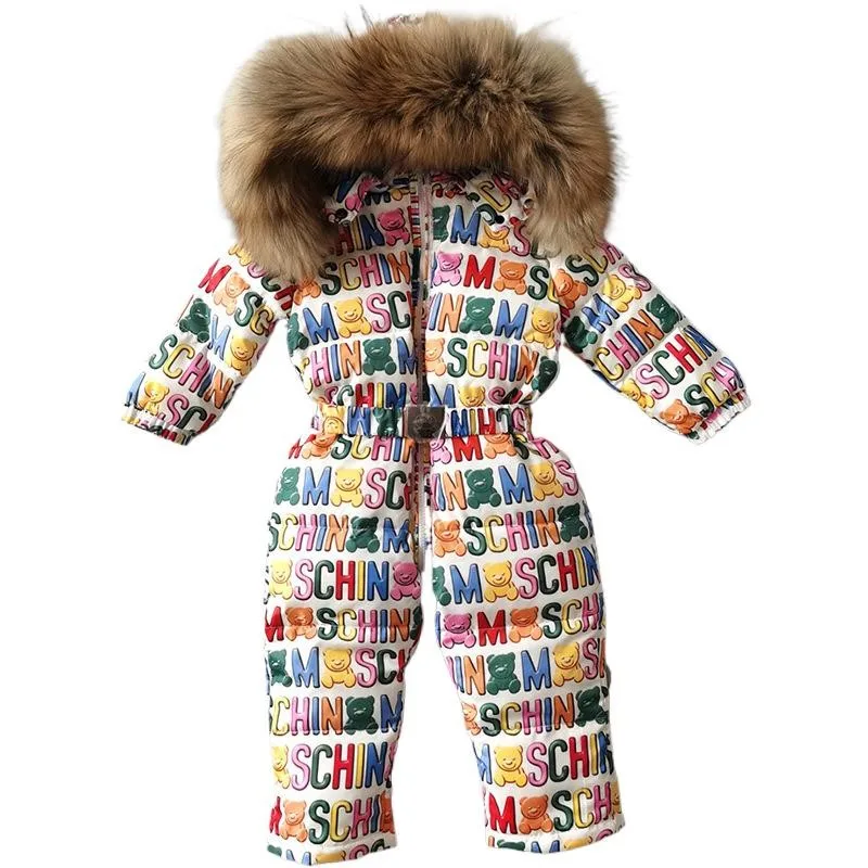 Детский лыжный костюм Children's Down Jacket Suit Boys and Girls Mid-Length One-Piece Baby Winter Skiing Suit