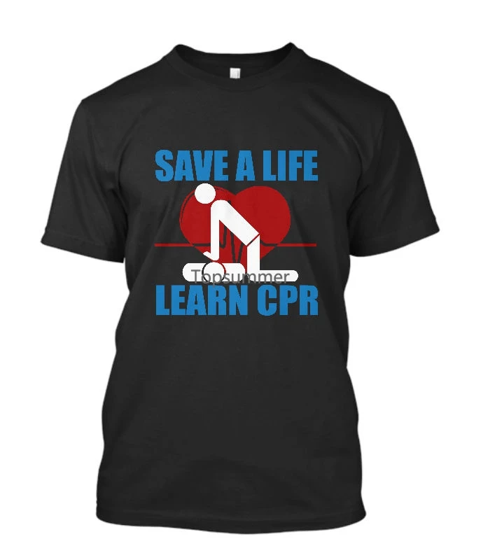 

New Save A Life Learn Cpr Emt Ems Paramedic Mens Black T Shirt Size S 5Xl