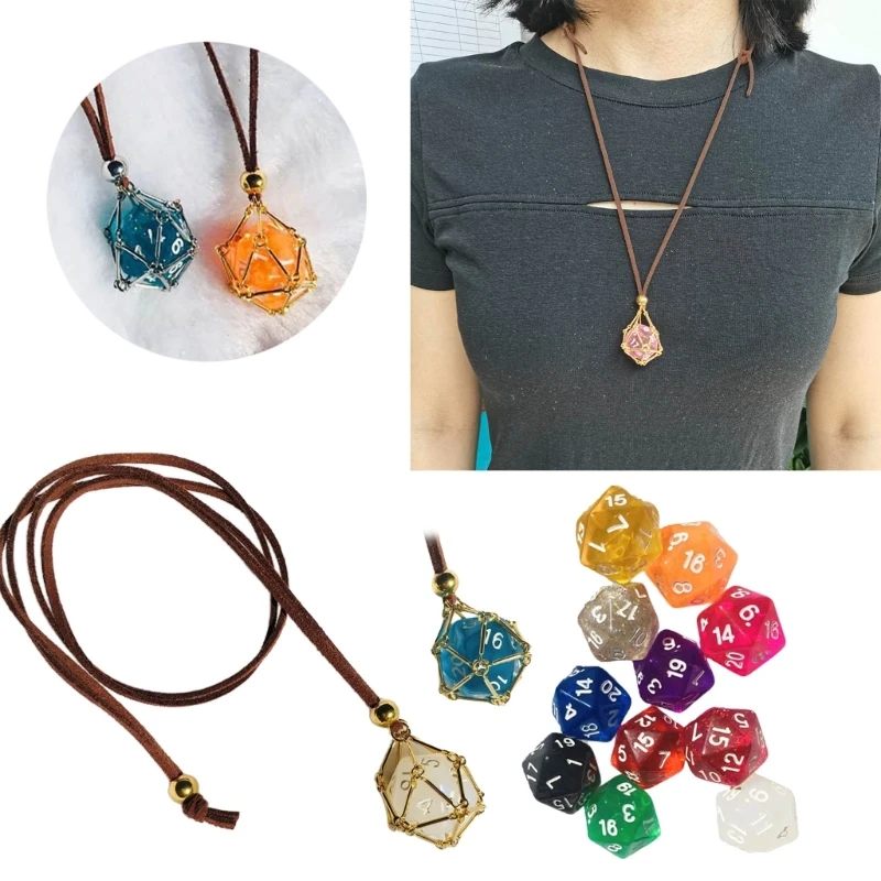 

Trendy Cage Holder Necklace with Interchangeable Crystal Rope Pendant Fashionable Crystal Stone Accessory for Women