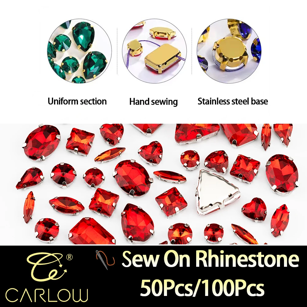 Glass Sew on Rhinestones Multi Shape Mix Size Flat Back Colorful For Wedding Dress