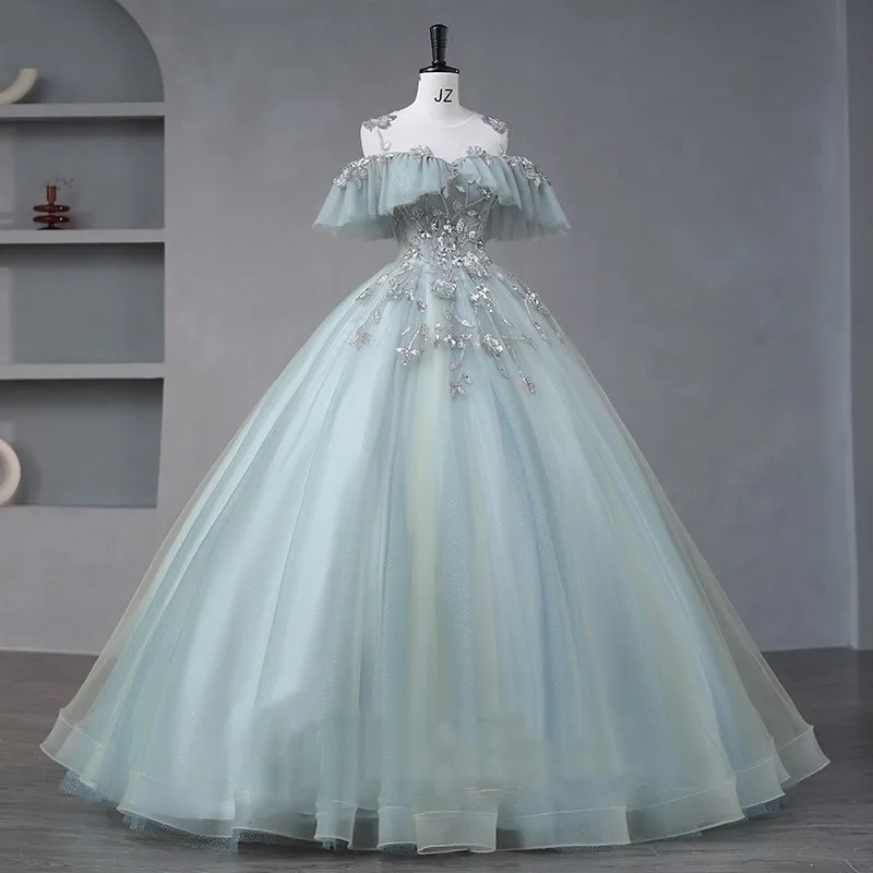 Sweetheart Glittering Off-Shoulder Quinceanera Dress Beading Appliques Ball Gown Vestidos De 15 Birthday Party Gowns Corset