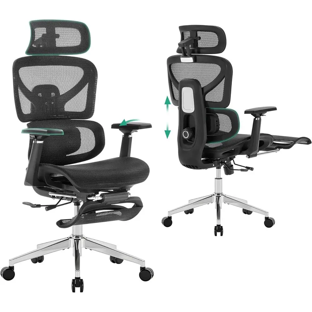 Adjustable Lumbar Support Ergonomic Office Chair with 3D Armrests, Mesh Seat for Home or Gaming, Black