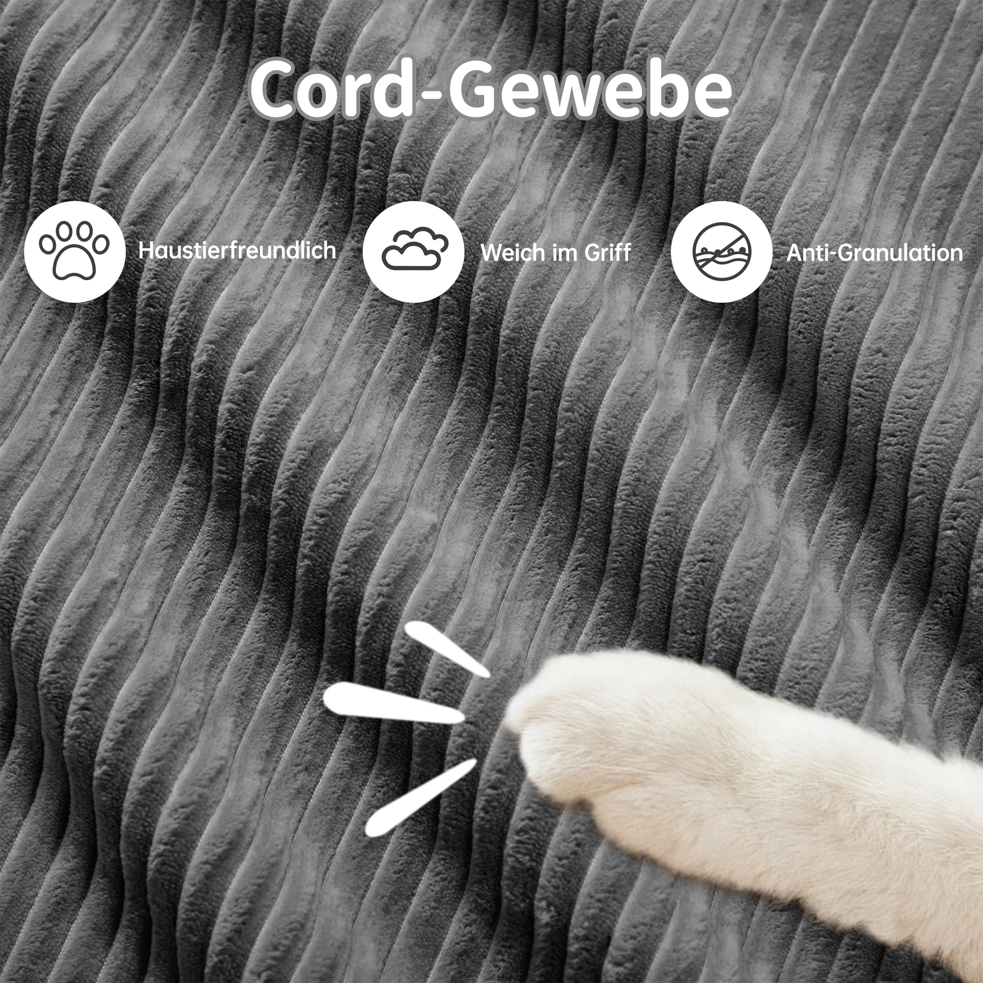 KOMHTOM Rahmenloses 4 Sitzers Sofa aus weichem Cordstoff ohne Montage vakuumverpackt frei kombinierbar mit 32D hochelastischer – Detail 8