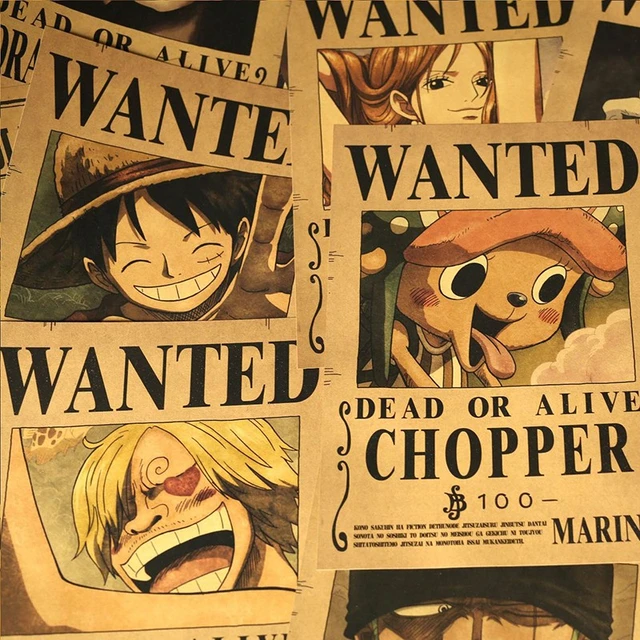 Cool One Piece Anime Sticker Retro Wanted Poster Car Sticker