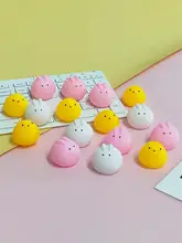  10Pcs Creative Vinyl Baby Shower Toy Mini Yellow Chicken Pink Rabbit Toy for Adults Rabbit Squeaky  Toy Rabbit Squeeze Toy 