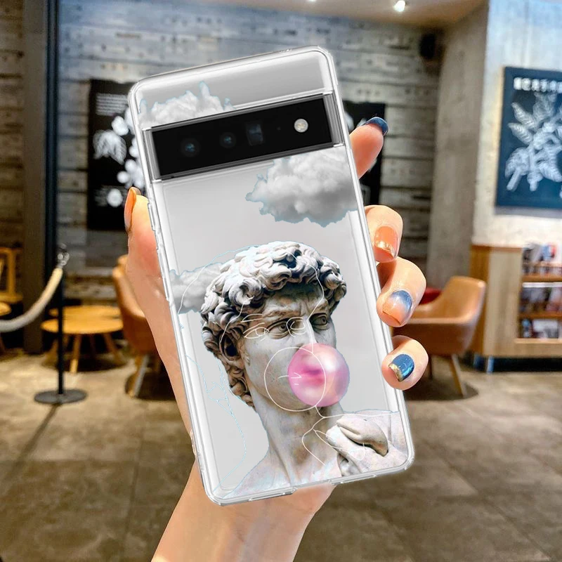 Artistic David & Mona Lisa Clear Phone Case - Soft TPU Cover