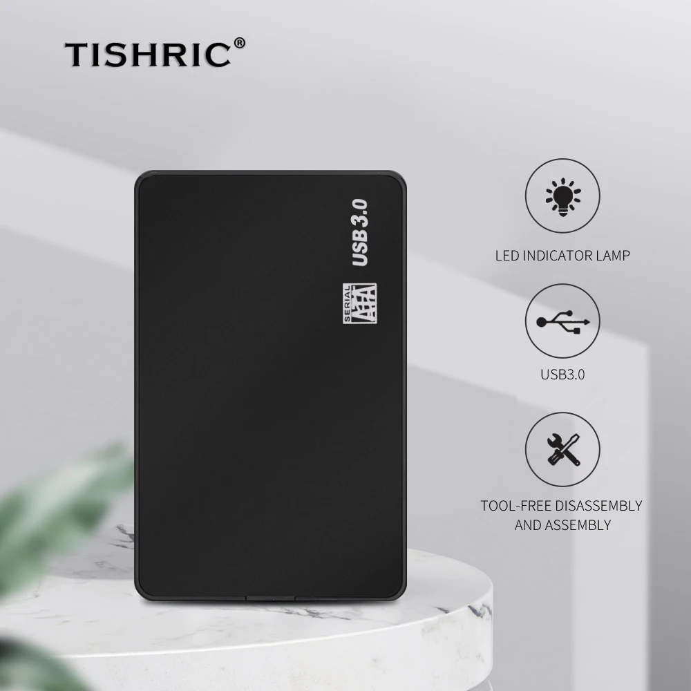 TISHRIC Hdd Case External Hard Drive HD Case USB 3.0/2.0 Hard Disk Enclosure Box Optibay SSD HD 2.5inch SATA To USB Adapter 10TB external hard drive case ssd enclosure hard drive adapter ssd adapter external hard drive box hard disk case hard drive enclosure hdd case enclosure