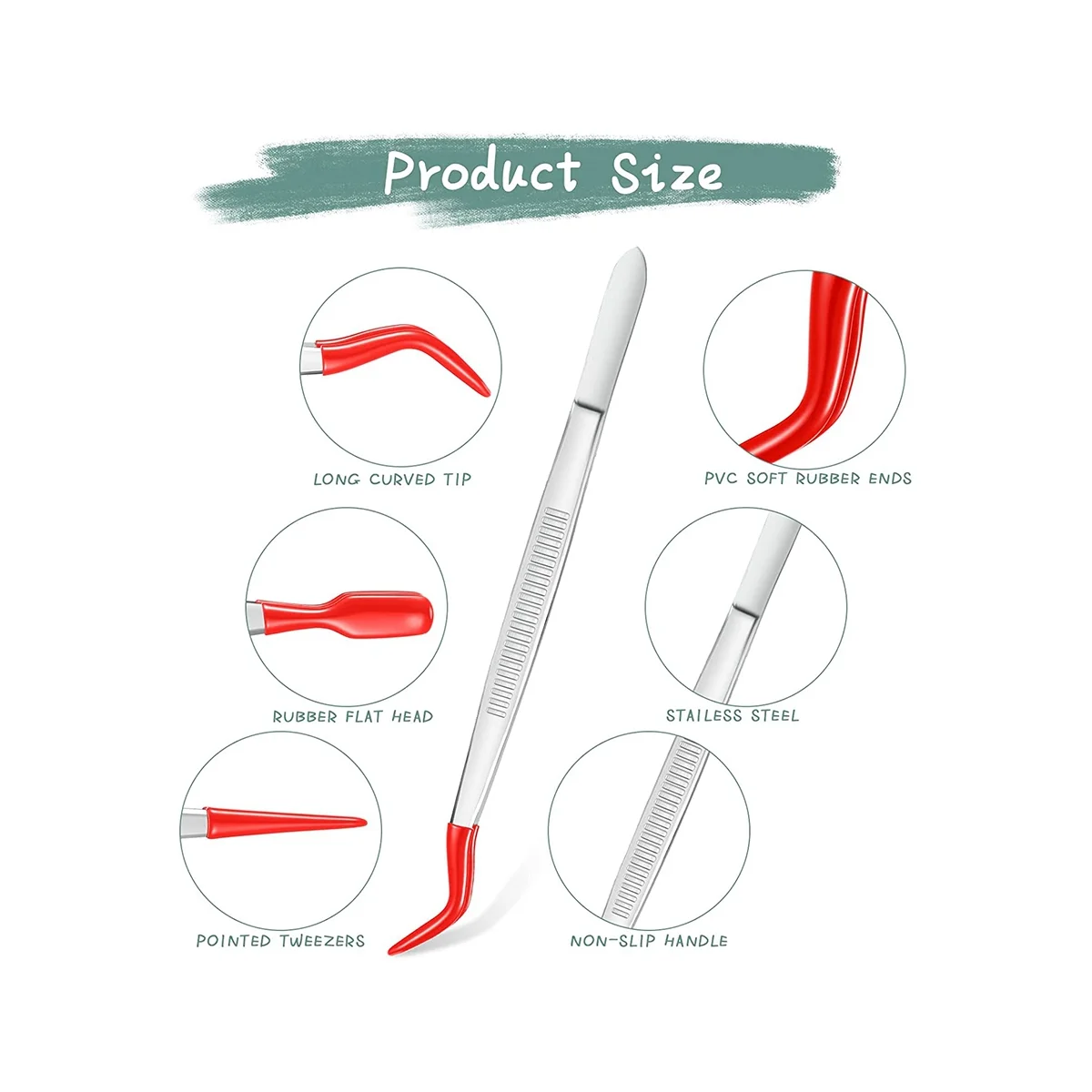 고무 팁 트위저 트위저 PVC 코팅 트위저 세트, 고무 스트레이트 및 플랫 팁 트위저 블랙, 3 개