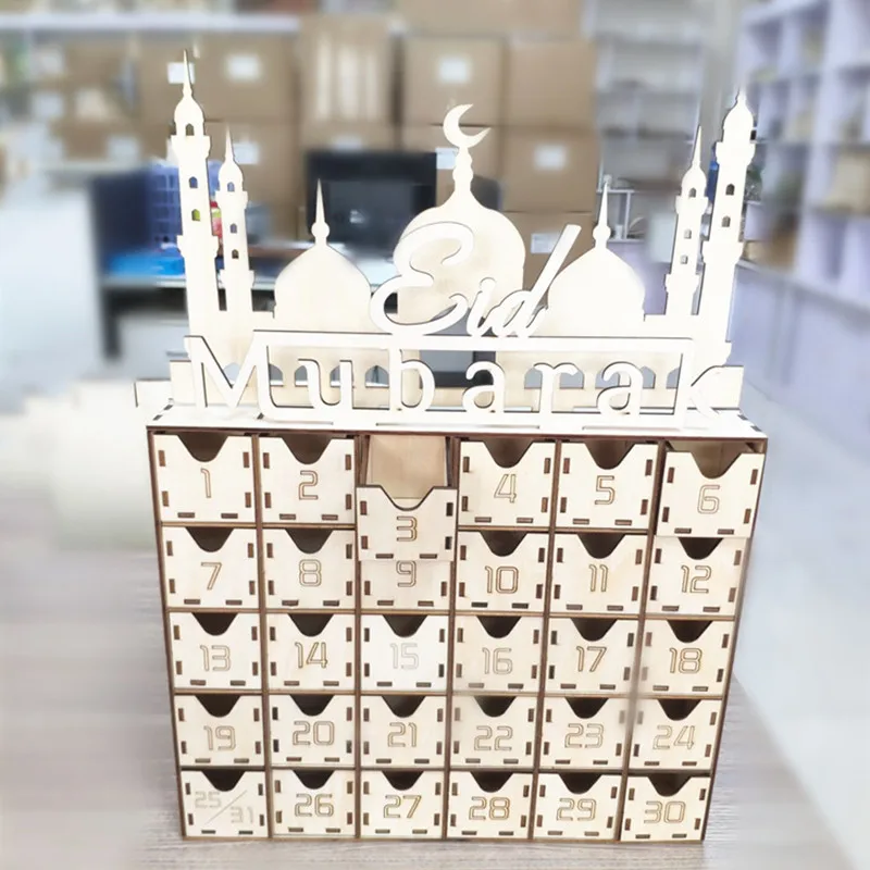

2022 Ramadan Decoration Countdown Calendar Drawer Ramadan Kareem Eid Mubarak Decor for Home Muslim Islamic EID Party Supplies