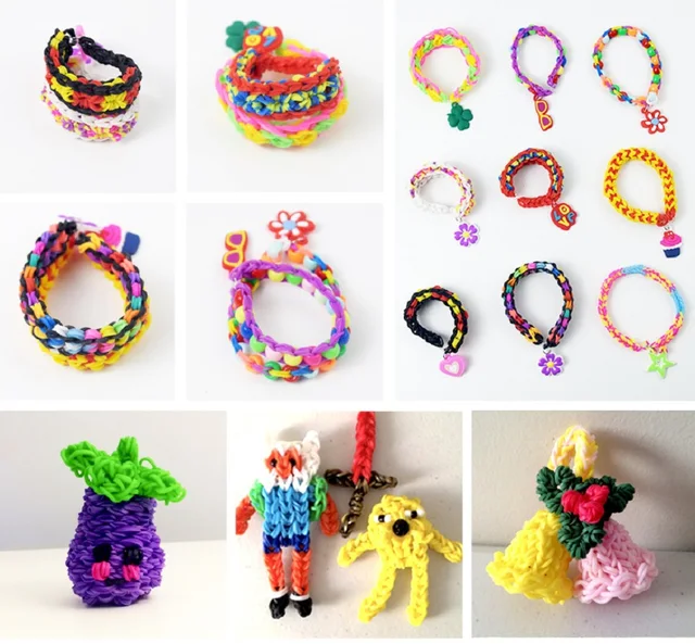 Double Color Rubble Loom Bands Bracelets Girl Gift Elastic Band Weaving  Lacing Bracelet Toy Necklace DIY Jewelry Making Accessor