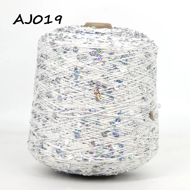 COOMAMUU Luxury Cotton Sequins Yarn пряжа 500G/Bobbin Hand Knitting Yarn 3MM+6MM Sequins accessories yarn 2