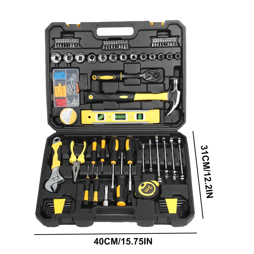 Juego de herramientas de reparación de automóviles de 140 piezas, juego de herramientas manuales combinadas multifunción, kit de herramientas para reparación y mantenimiento de automóviles