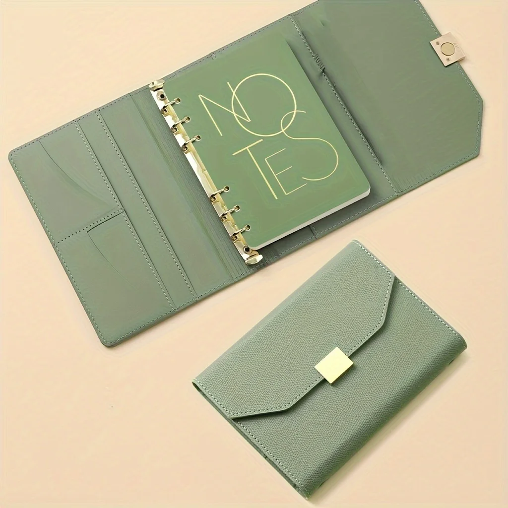 A5 Premium Tri-Fold Business Notebook Loose-leaf Planners Agenda Journal for Meetings Organization with Cards Pocket 100 Sheets
