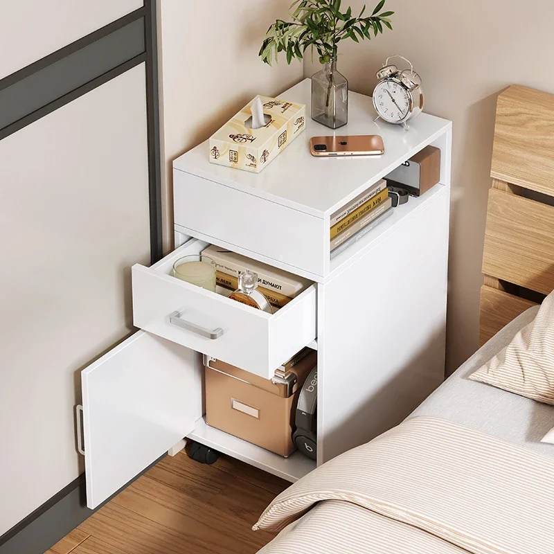Bedside Table Small Simple Modern Bedside Small Cabinet Very Narrow Storage Cabinet Rack for Rental Room