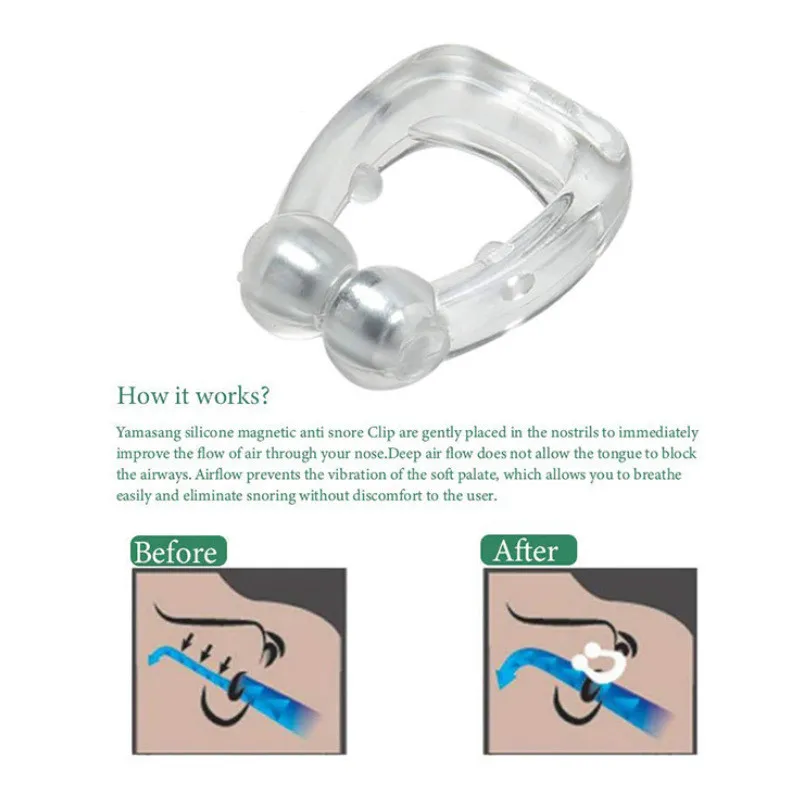 Silicone Magnetic Anti Snore Stop Snoring Nose Clip Sleep Tray Sleep Aid Apnea Guard Night Device with Case Anti Ronco 1/2/4PCS
