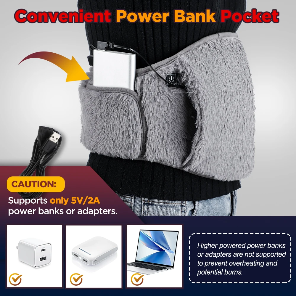 Electric Heating Belt Hand Warmer USB Charging Portable Heater Hot Compress Therapy Abdominal Waist Menstrual Uterus Warming Pad 4