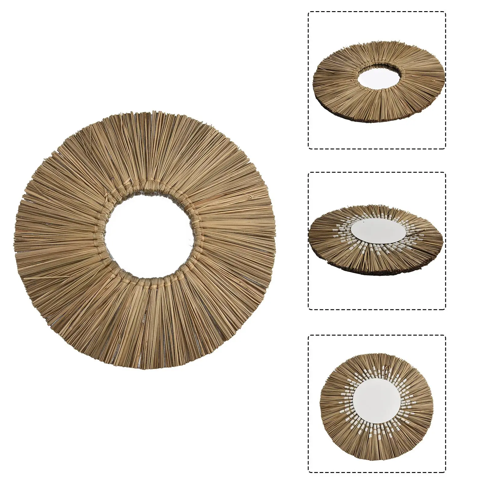 

Straw Rope Mirror Mirror Straw Rope Wall Wall Mounted 15.74\" X 15.74\" 15.7inches 1pcs 40x40cm Decorative Hanging