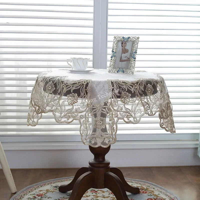 Table Cloth Gold Velvet Silver Europe Luxury Embroidered Table Dining Cover Rectangle TableCloths Lace Cabinet Dust Cover table cloth rectangular tablecloth