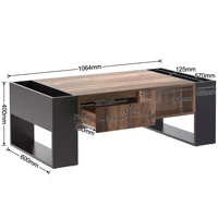 Anajqaqia Table de canapé, table basse moderne avec tiroir sans poignée et compartiment de rangement, espace de rangement double face 6