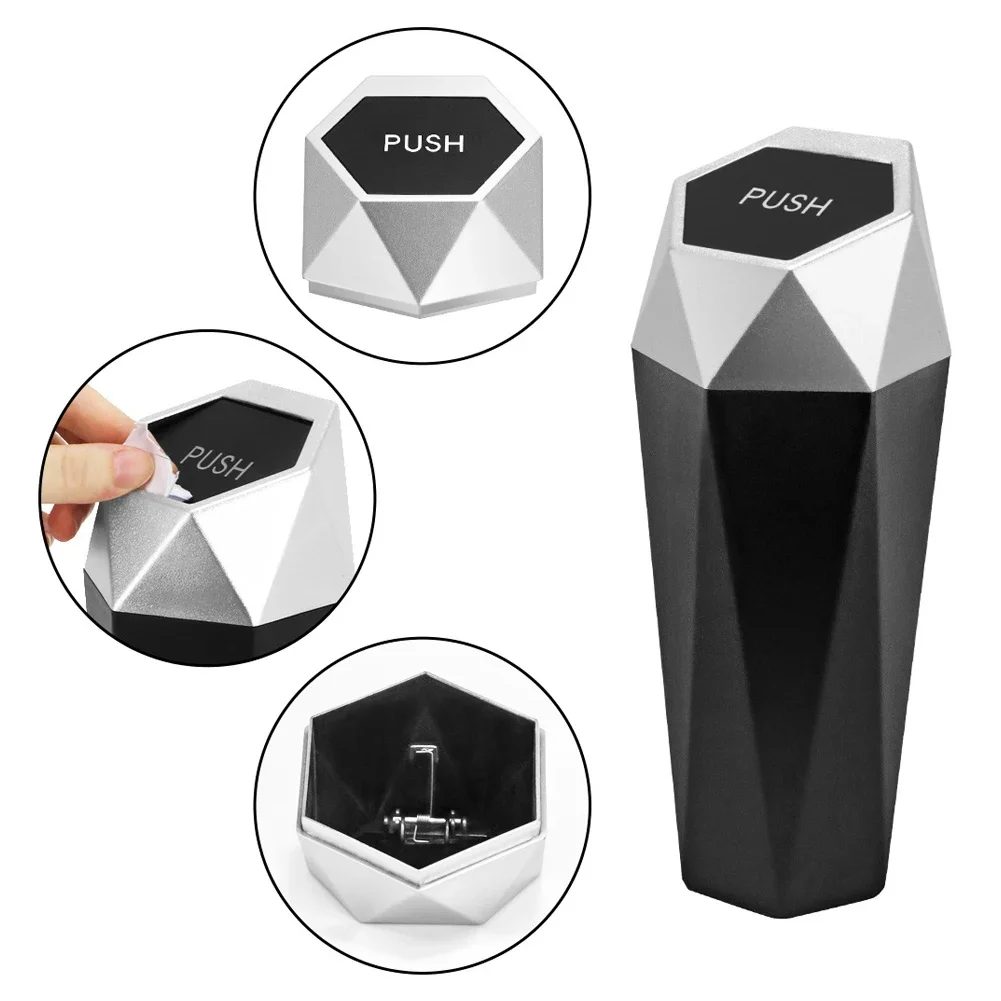 Mini Car Trash Can Portable with Lid for Automotive Home Office car trash can