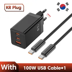 Toocki 67W High-Speed GaN USB-C Fast Charger with Quick Charge - KR Black With Cable