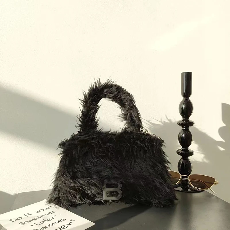 Monederos peludos de piel sintética para mujer, bolsos de peludos con letras B cálidas, Mini bolsos cruzados de diseñador de marca famosa para Otoño e Invierno| | - AliExpress