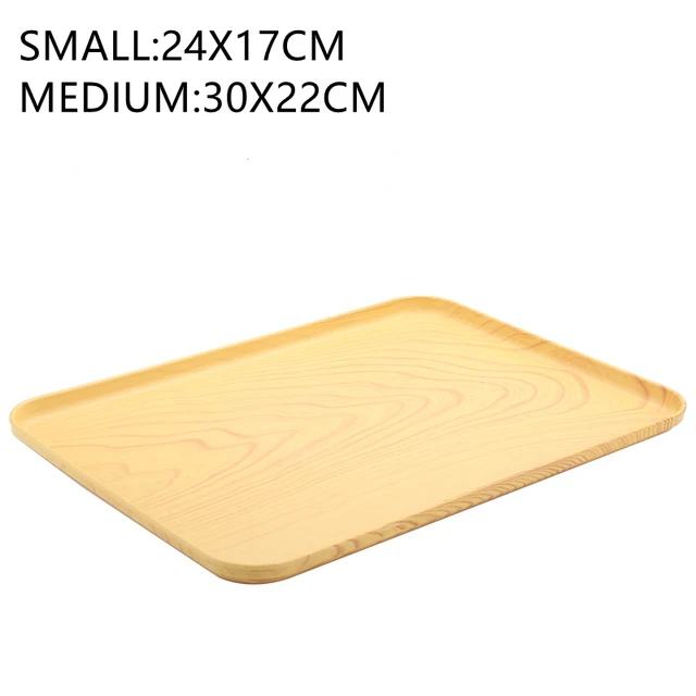 Plastic Tray Japanese Creative Wood Grain Pallet Rectangular Storage Tray Living Room Organizer Bread Plate Jewelry Storage 6