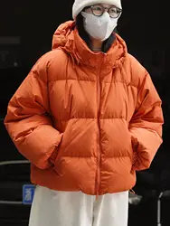 Winter women's casual solid color loose hooded down jacket