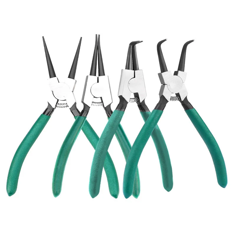 

KUNLIYAOI Portable 7 Inch Internal External Curved Straight Tip Circlip Snap Ring Plier Professional Tools