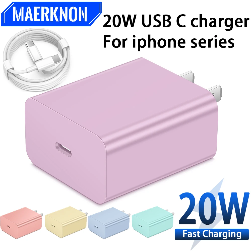 

Colorful 20W PD Chargers for Iphone USB Type C Fast Charging Mobile Phone Wall Adapter for Xiaomi 14 Iphone 11 12 13 15 Pro Max
