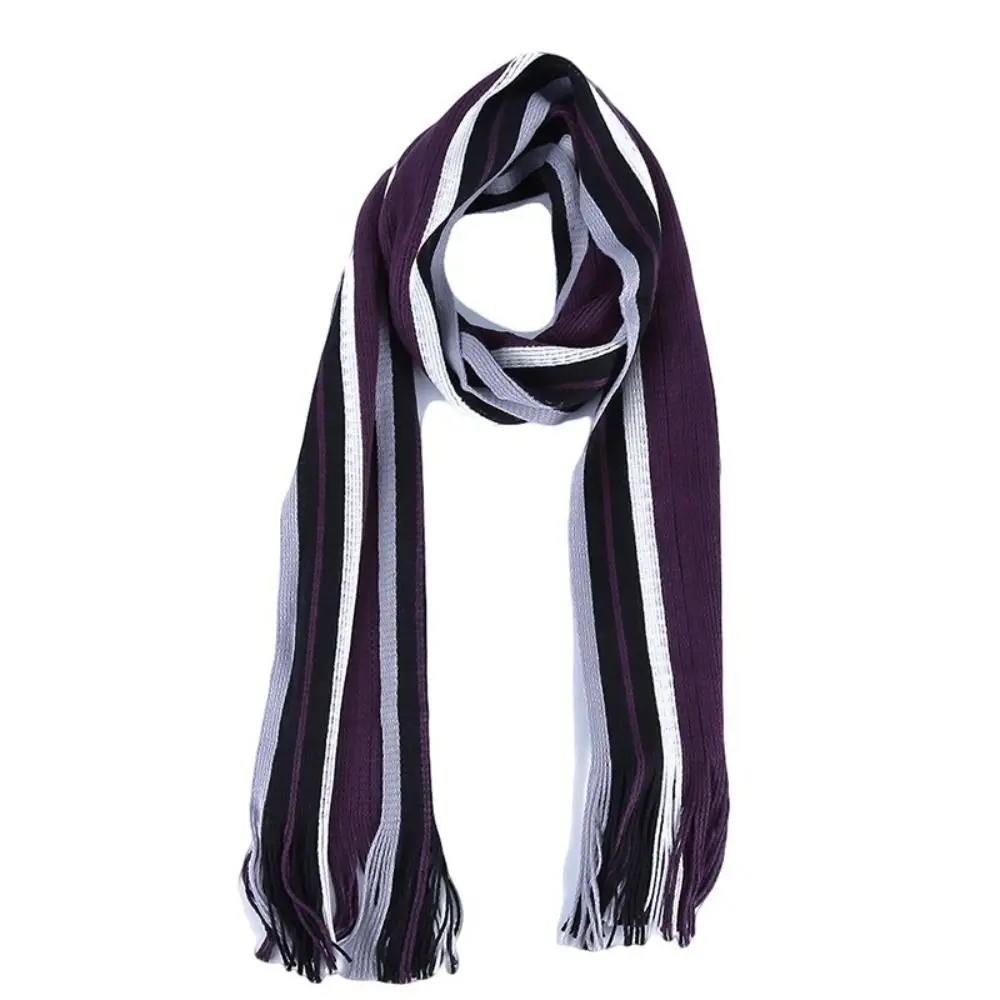 Casual Cashmere Men Striped Scarf Neck Warm Tassel Stole Winter Long Shawl Soft Thick Neck Wrap 4