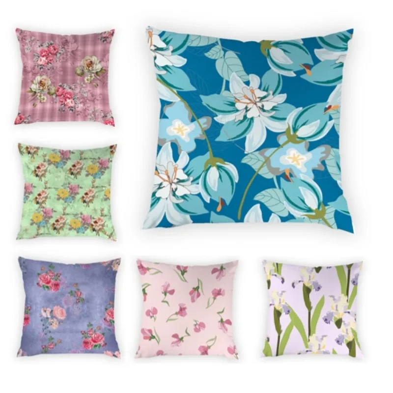 

Decor Home Velvet Cushion Cover 45x45 Green Leaves Colorful Living Room Flowers Home Office Furnishings Pillow 2024 DF457