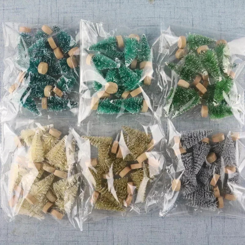 12 Piece DIY Mini Christmas Tree Sisal Silk Cedar - Desktop Decoration Small Christmas Tree 2025 Xmas New Year Navidad Decor