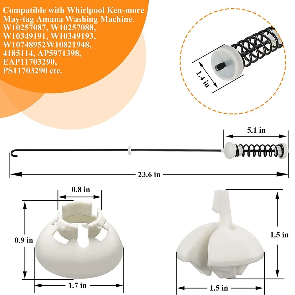 Washer Suspension Rod Kit Compatible with Whirlpool Kenmore Maytag Amana AP5971398 WTW4800xq2 WTW4800XQ4 W10780048