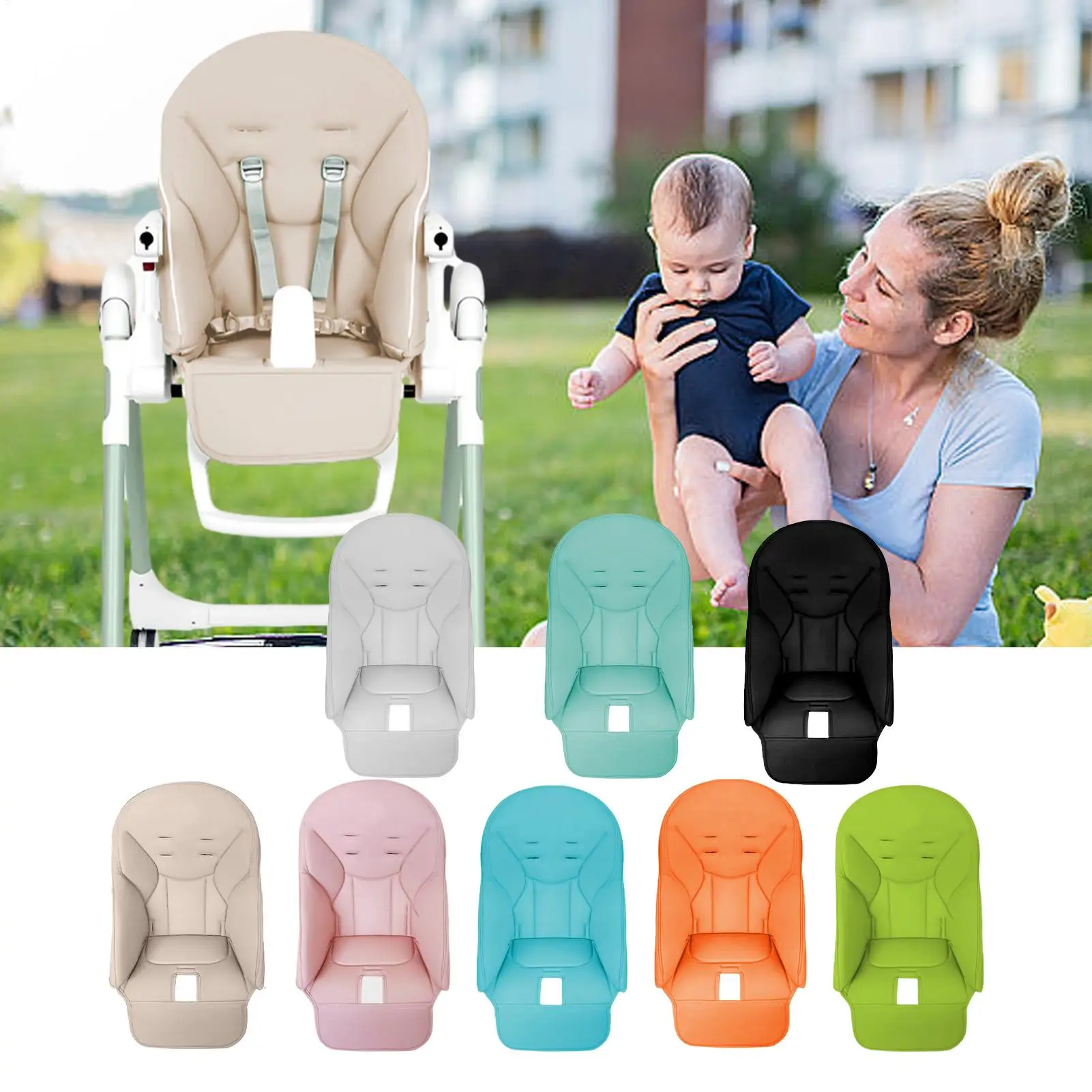 Description Picture 2 of itemBaby Stroller PU Leather Cushion Baby Dining Chair Leather Cover Sponge Cushion Baby Cover Chair Seat Case Accessories