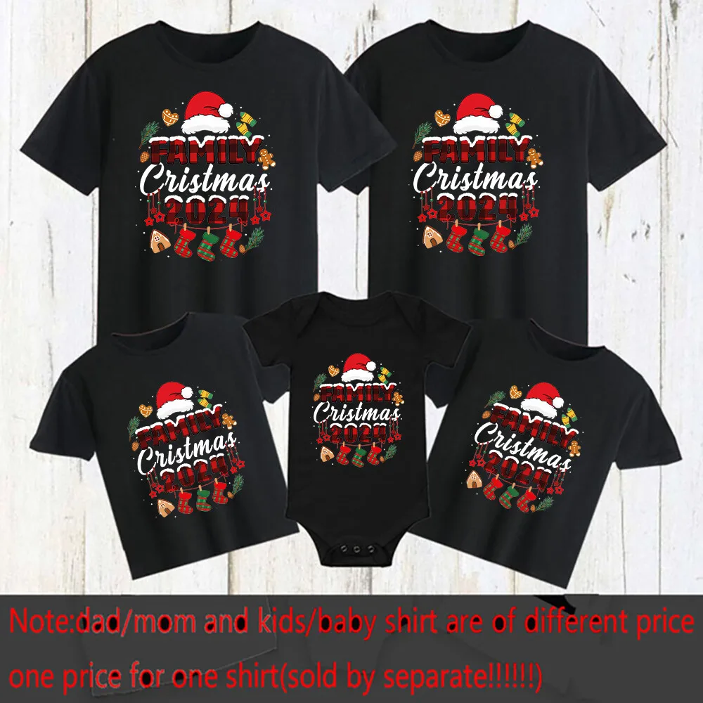 Family Christmas 2024 Print Shirts Family All Together T-shirt Xmas Party Family Clothes Christmas Gifts Adult Kids Baby Tee Top 4