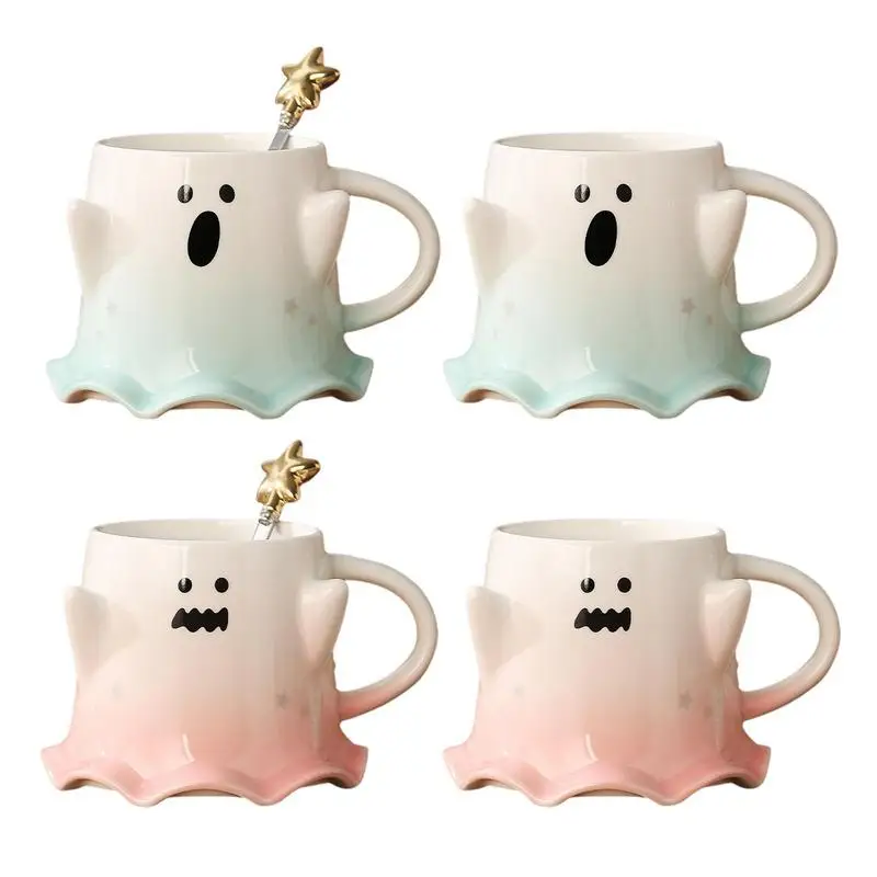 

Ghost Mug Ceramic Coffee Mug Halloween Ghostface Mug 3D Coffee Cup With Handle And Spoon Perfect For Halloween Decoration