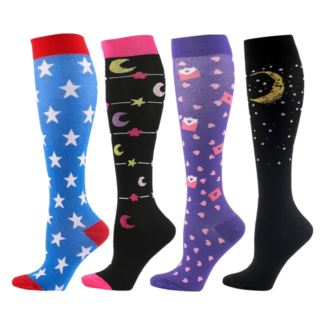 Men and Women Long Tube Compression Stockings Pressure Nursing Socks For Diabetes Varicose Veins Outdoor Sports Running Socks 4 pairs-NS001