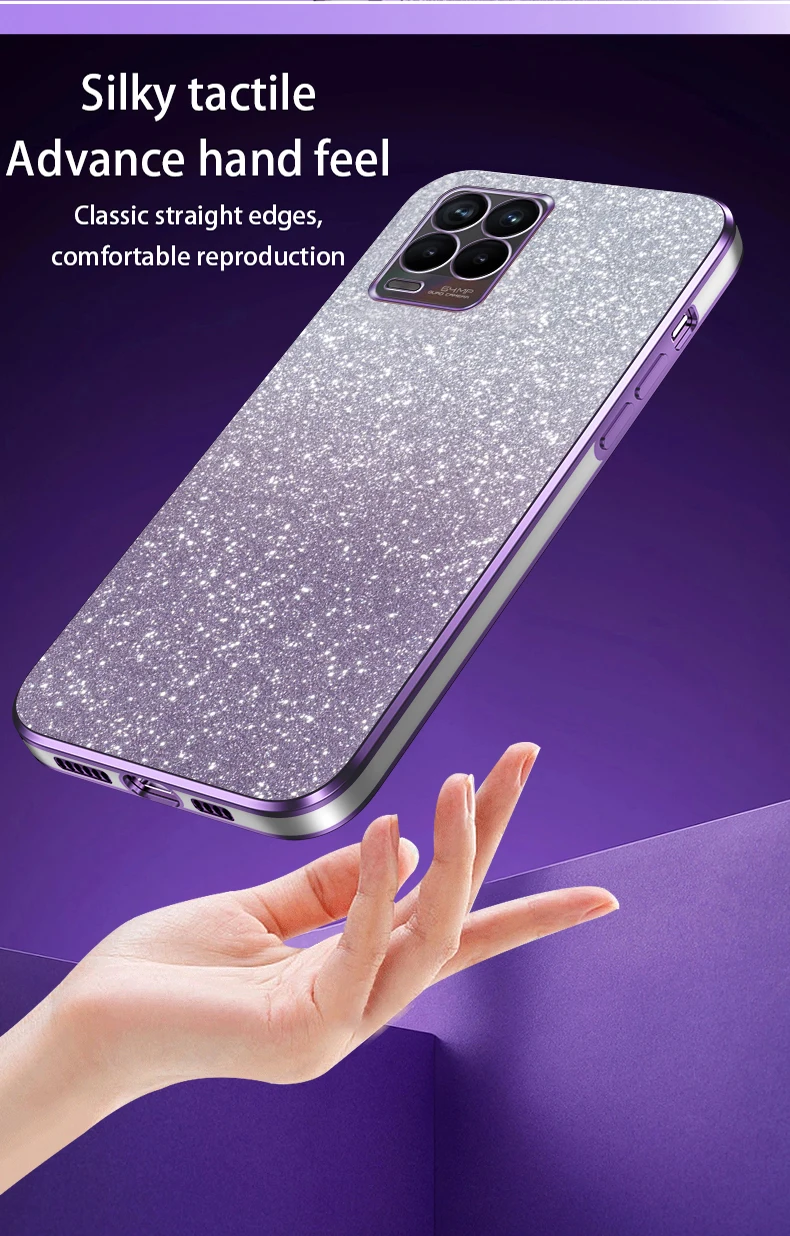 حافظة لينة من البولي يوريثان لهواتف OPPO Realme 8 ، 4G ، ترف ، بالكهرباء ، بريق ، غطاء خلفي شفاف ، Realme 8 Pro