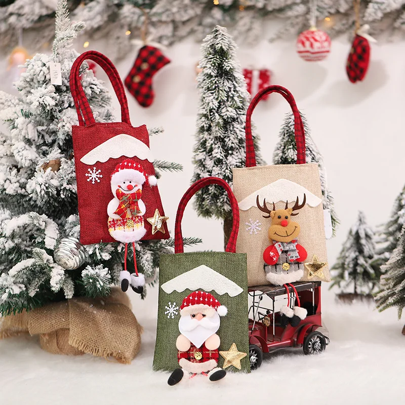 

Christmas Decorations Linen Cloud Three-Dimensional Doll Tote Bag Kindergarten Graduation Gift Christmas Handbag