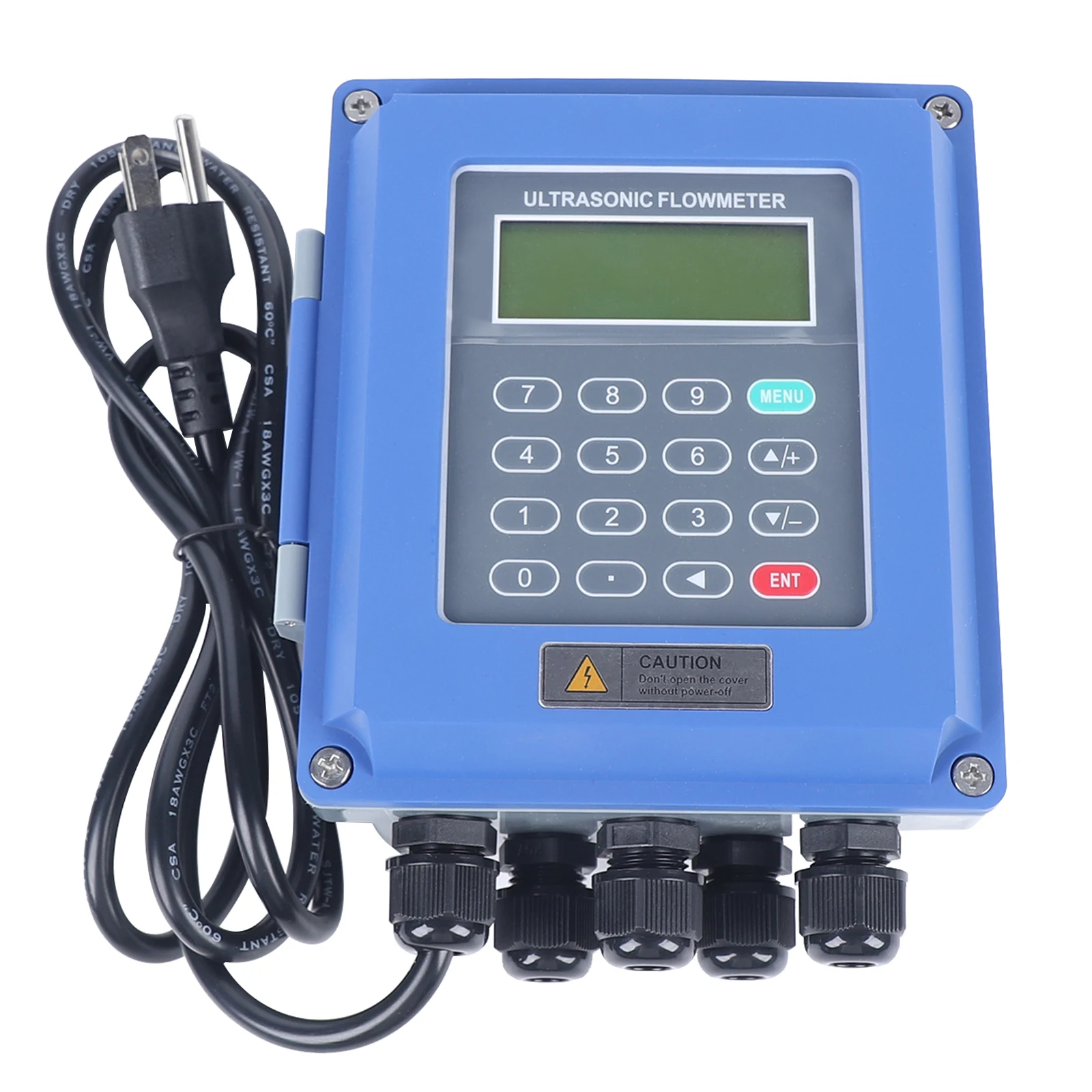 Water Flow Meter, Non-Contact Ultrasonic Measurement, &plusmn;1% Accuracy, Data Recording with SD Card, Wide Voltage Range, ABS & Steel
