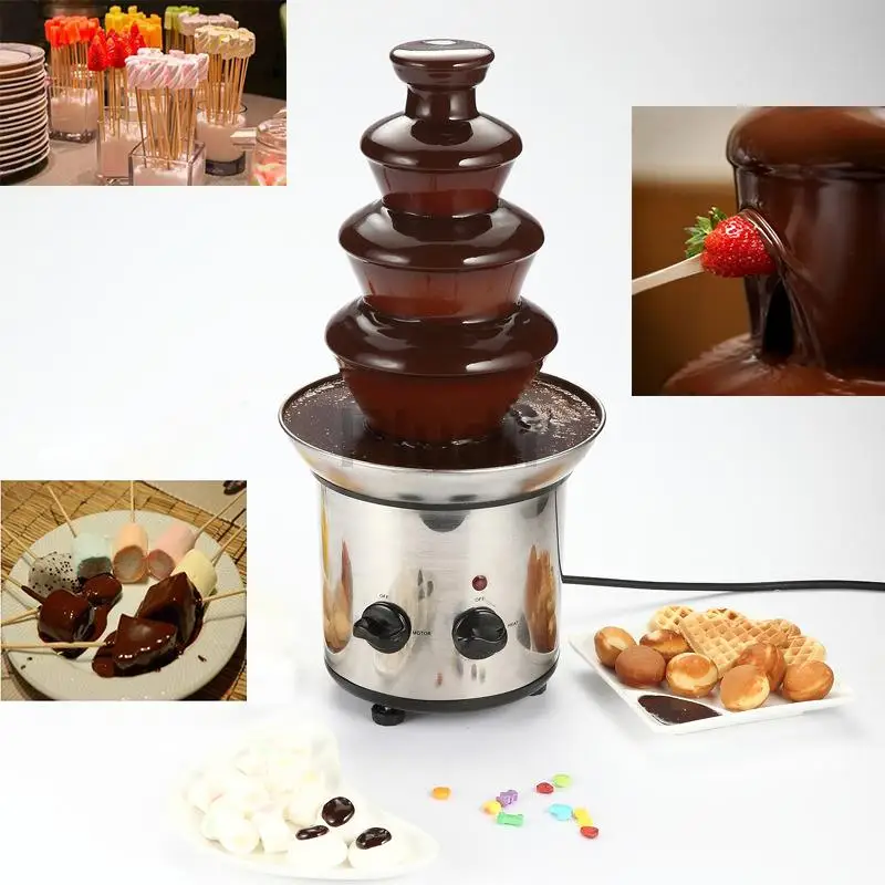 220V Four Layers Electrical Chocolate Fountain Chocolate Melt Fondue Waterfall Machine Chocolate Fountain Melting Tower For Home