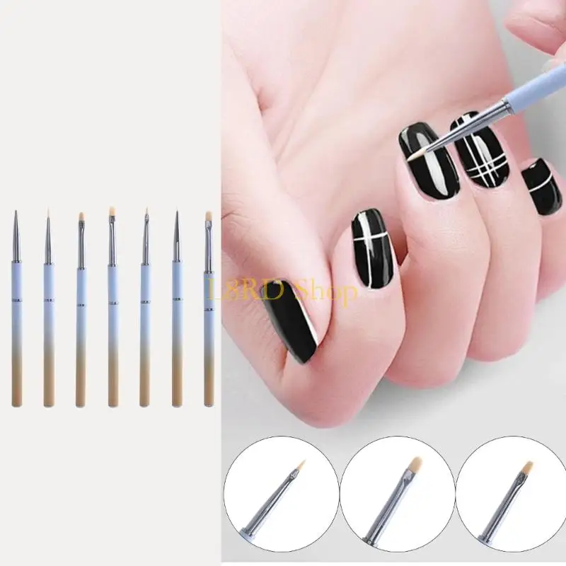 L8RD 6Pcs Nails Art Brushes Nails Gel Polishing Painting Brush Drawing Pen Liner Brush Dotting Pen for Gel