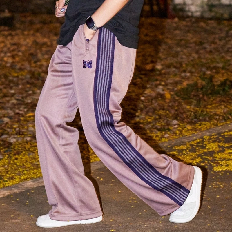 

2023ss New Needles Butterfly Embroidered Side Ribbon PantsFashion Sweatpants Men Women Streetwear