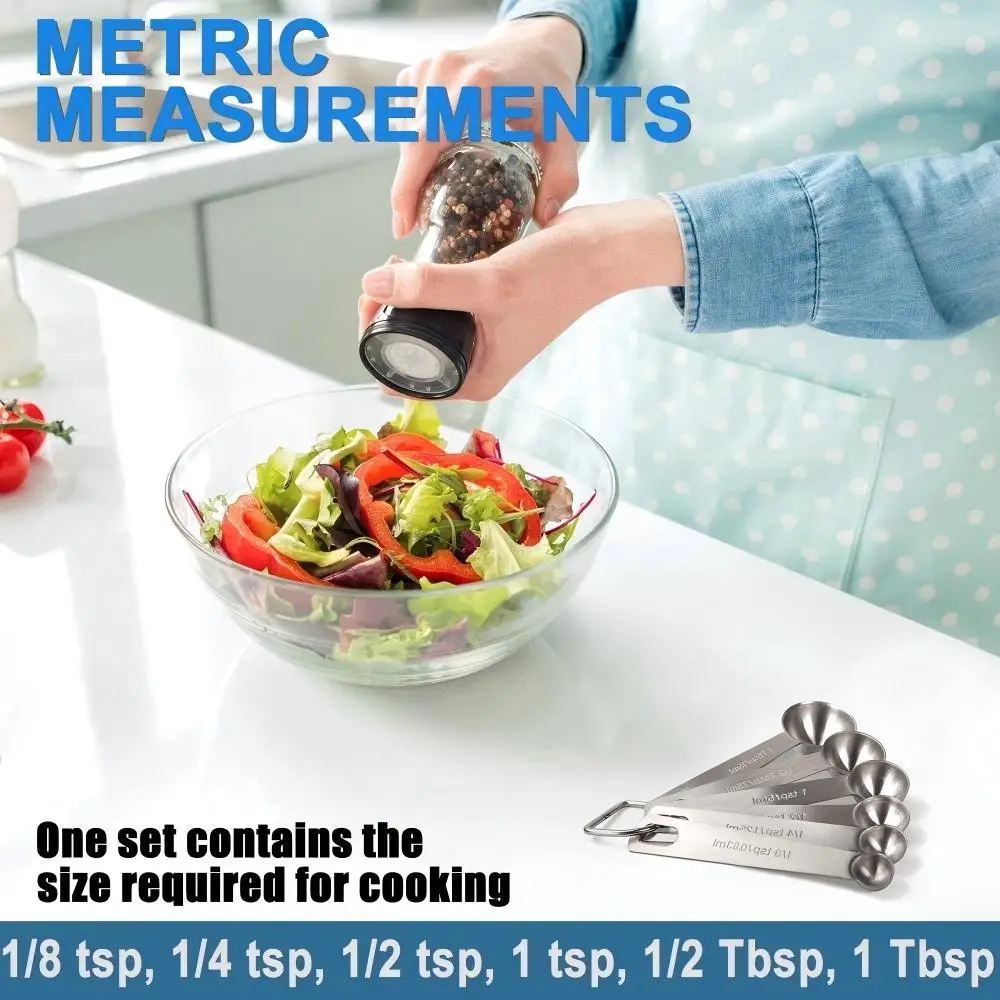 Measuring Spoon Set Stainless Steel Coffee Scoop Spoon Kitchen Gadgets For Cooking & Baking Set Of 6