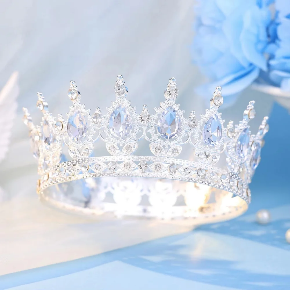 세련된 원형 티아라와 왕관, 신부, 여성, 여왕, 공주님들을 위한 머리띠, 소녀들의 웨딩 헤어 액세서리로 적합합니다.