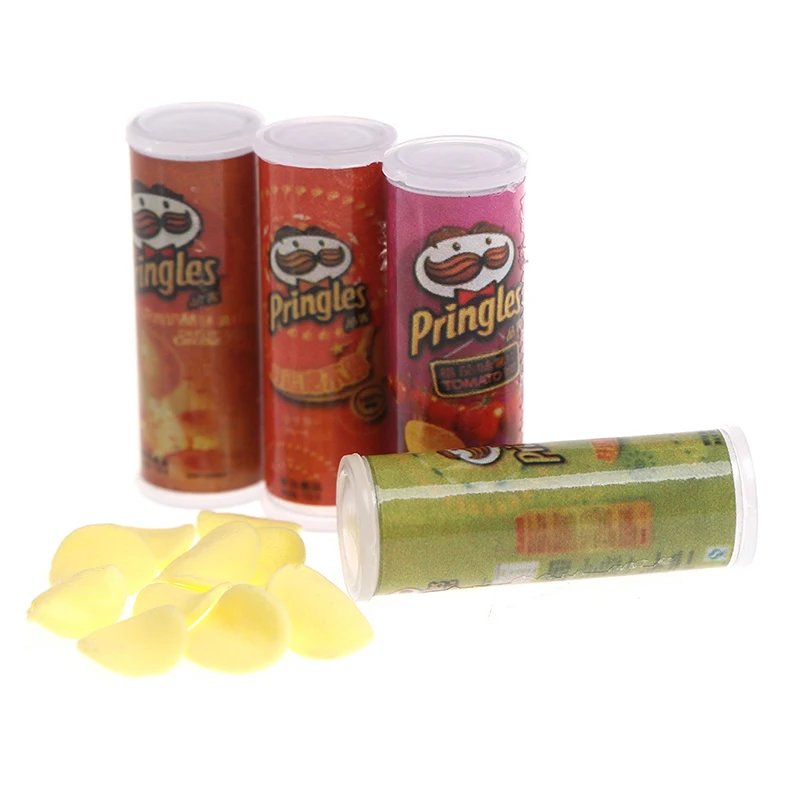 1:12 인형의 집 미니어처 음식, 감자 칩 병, 인형 주방 음식, 세트당 4 개