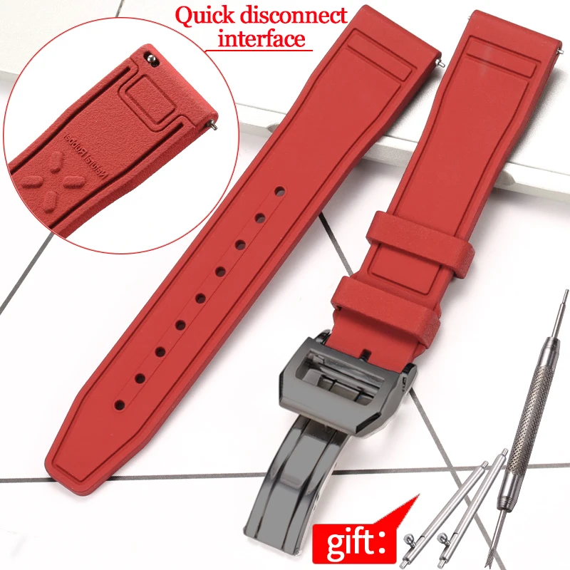 thumbnail image 1 of Correa de caucho fluorado de 20, 21 y 22 mm adecuada para el reloj de repuesto IWC Big Pilot, pulsera deportiva impermeable con hebilla plegable para hombre, 1 of 5